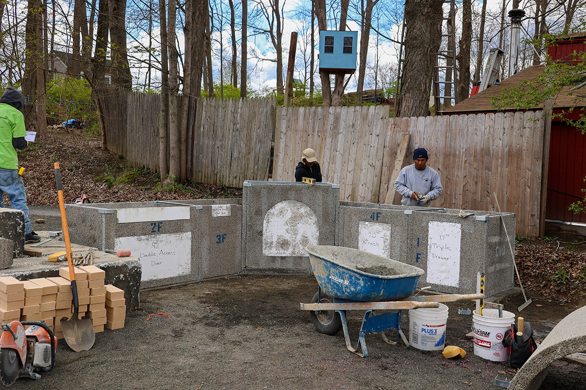 Stone Age masonry outdoor kitchen being installed in Sandy Hook, CT