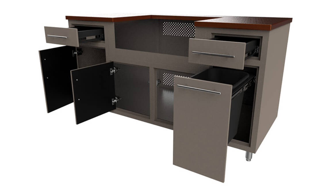 Outdoor-Aluminum-Kitchen-Cabinet-Custom-Layout-66-Open-Drawers