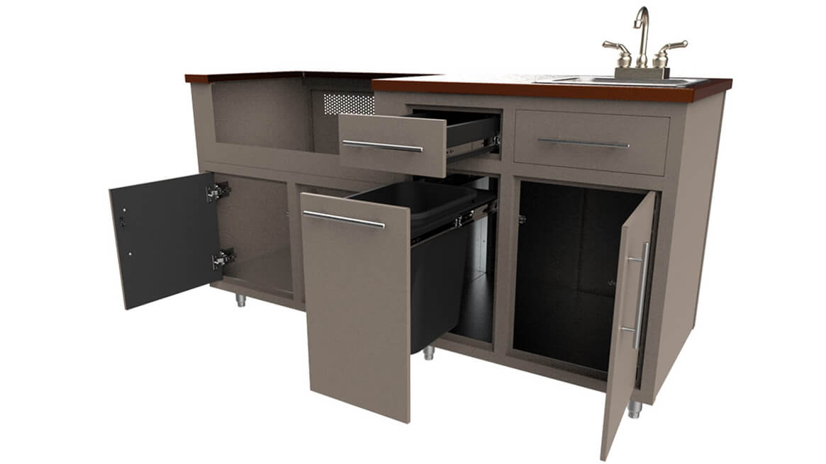 Outdoor-Aluminum-Kitchen-Cabinet-Custom-Layout-67.25-open drawers