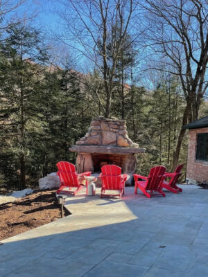 Outdoor Fireplace with rustic masonry work 