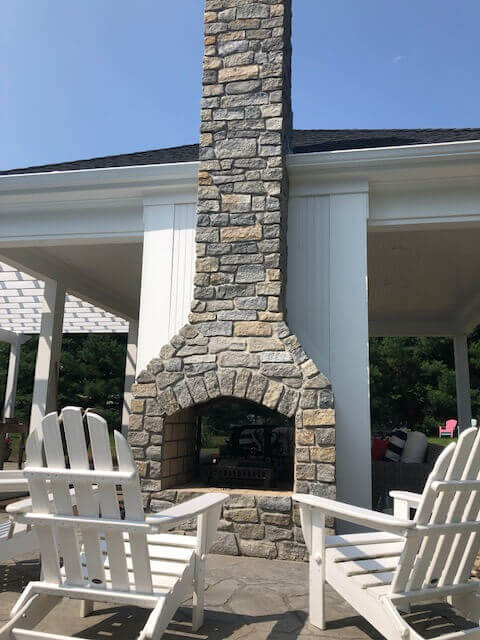 outdoor stone fireplace